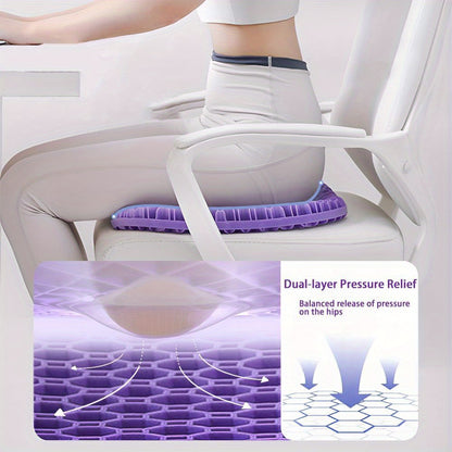 Gel Seat Cushion, Double Thick Breathable Seat Cushion Cool Gel Cushion Honeycomb Design, Breathable Lumbar Cushion with Non- Slip, Gel Cushion for Home Office Chair Car Wheelchair