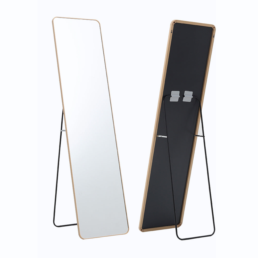 Rectangular Standing Full Body Mirror Hanging or Leaning Against Wall Mirror 147x37 cm Golden Frame for Bedroom Cloakroom