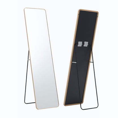 Rectangular Standing Full Body Mirror Hanging or Leaning Against Wall Mirror 147x37 cm Golden Frame for Bedroom Cloakroom