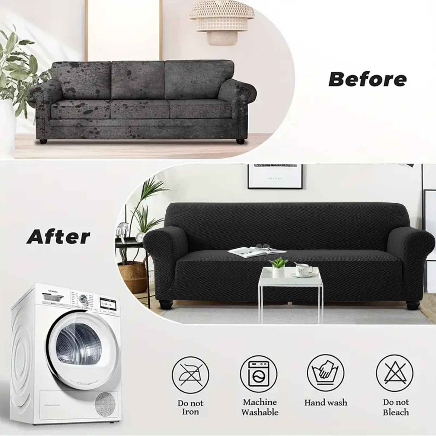 1pc Stretchable Spandex Elastic Sofa Cover – 1, 2, 3 Seater Polyester Spandex Furniture Protector, Anti-Slip Grip & Pet-Friendly, Machine Washable, Perfect for Living Room & Home Decoration