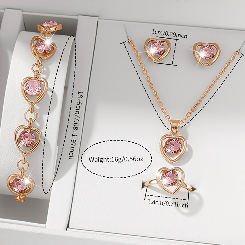 6pcs Exquisite Charming Women'S Quartz Watches, Square Dials, Heart Pendant Jewelry Set, Best Choice for Women'S Gifts, Year-Round Wear, Suitable for Any Occasion Wear/Gifting
