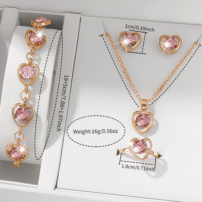 6pcs Exquisite Charming Women'S Quartz Watches, Square Dials, Heart Pendant Jewelry Set, Best Choice for Women'S Gifts, Year-Round Wear, Suitable for Any Occasion Wear/Gifting