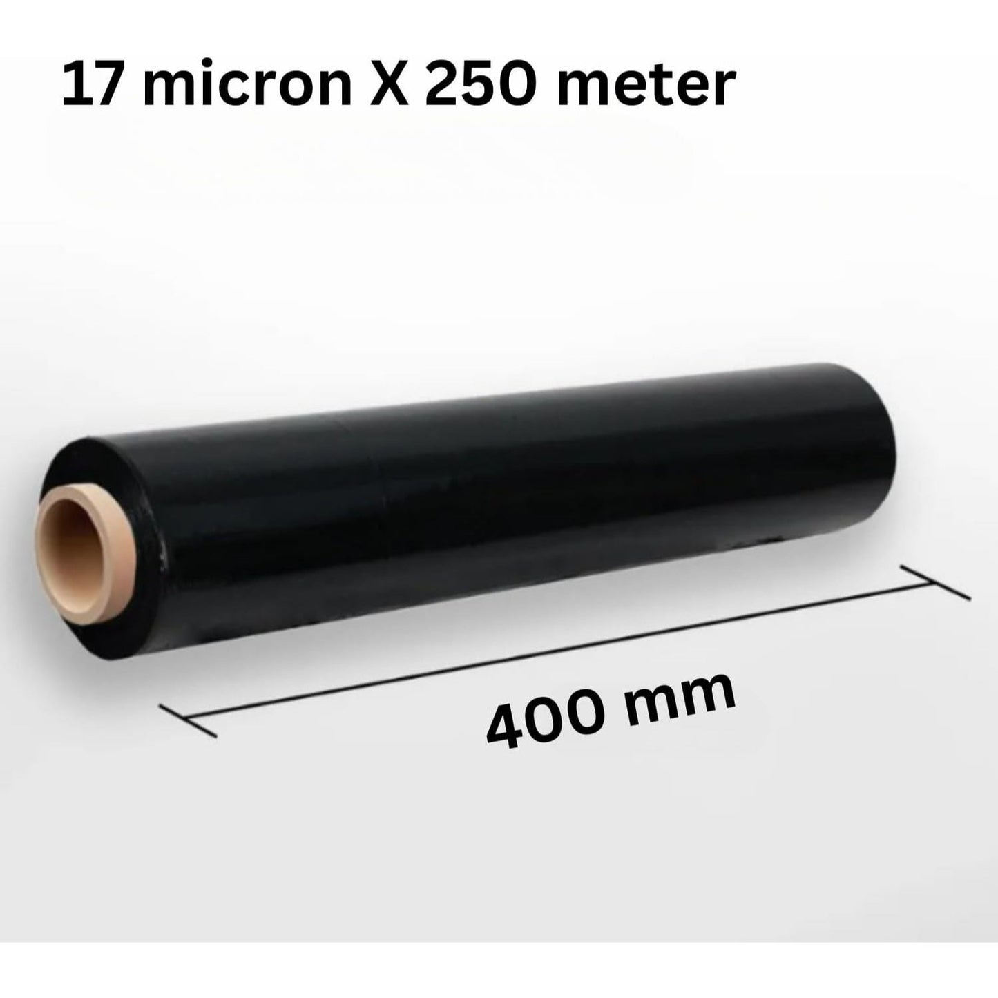 3 Rolls Heavy-Duty Black Shrink Wrap Film – 17 Micron, 400mm x 250m Stretch Wrap for Pallets, Packing & Moving