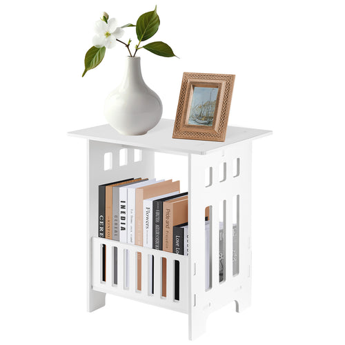 Small Side Table Side End Coffee Table Beside lamp Stand Nightstand Storage Shelf for Living Room Bedroom Bathroom Office Hallway White