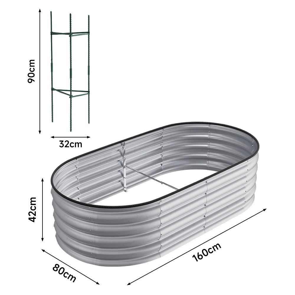 Extra Large Raised Beds for Garden, Oval Planter Box with Plant Climbing Frame, Outdoor Raised Planters for Vegetables, Flowers & Herbs, Bottomless Metal Garden Bed