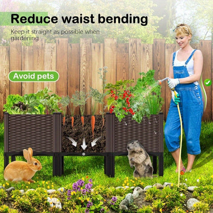 Self-Watering Elevated Raised Garden Bed with Legs - Heavy-Duty PP Plastic Planter Box, Modern Raised Bed for Vegetables, Herbs & Flowers, Lightweight Assembly Outdoor Planter Suitable for Balcony,, Deck