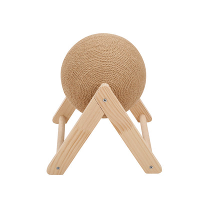 Sisal Ball Cat Scratching Board, Cat Hole Design, Triangular Support Board, Wear-Resistant Cat Scratching Ball Can Be Rotated, Cat Scratching Ball,Relief of Boredom Toys, Natural Wood