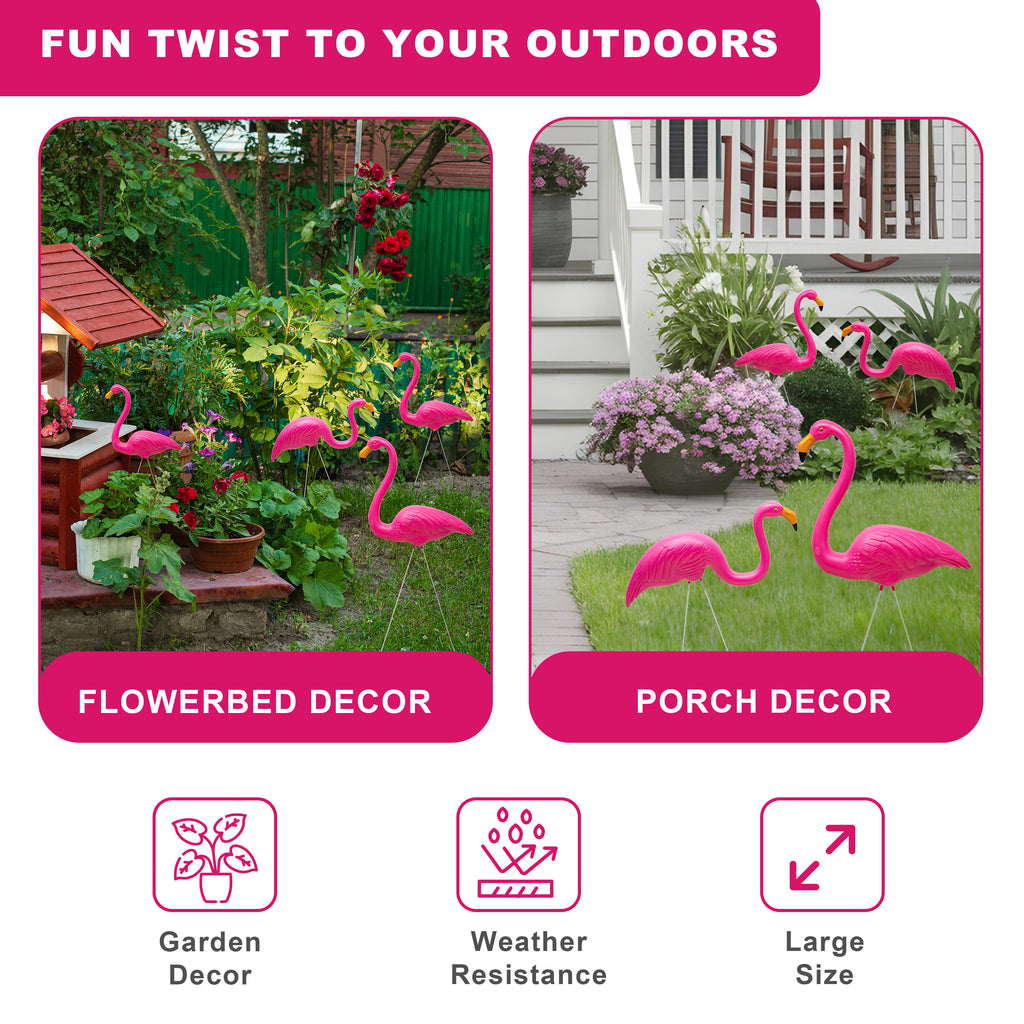 Pink Flamingo Garden Ornaments with Ground Spikes