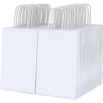 Kraft Paper Gift Bags with Handles 100 Pack – Thick Brown, Black & White Party Bags for Christmas, Weddings, Birthdays, Retail & Gift Wrapping UK