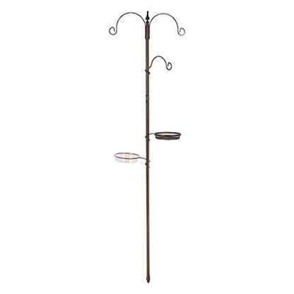 Garden Bird Feeding Station with 3 Brackets, Water Dish & Mesh Dish – Multi-Feeder Wooden Bird Table Stand for All Garden Birds | Attracts Wild Birds | UK