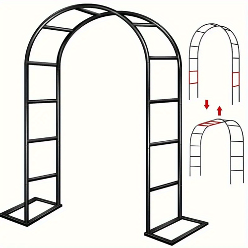 Garden Arch Lattice Frame for Climbing Plants, Metal Arch Frames, Pumpkin Arch Outdoor Garden Branches And Arches for Halloween Christmas Birthday Party Decorations - 240 X 140 X 38Cm (Black)