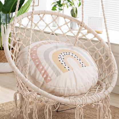 Balcony Rocking Chair, Courtyard Woven Hanging Basket, Hanging Cotton Rope Iron Ring Hanging Chair, Suitable for Indoor, Outdoor, Home, Balcony, Courtyard, Garden, Maximum Load Capacity: 200kg, Material: Iron Ring, Cotton Rope (No Include Cushion)