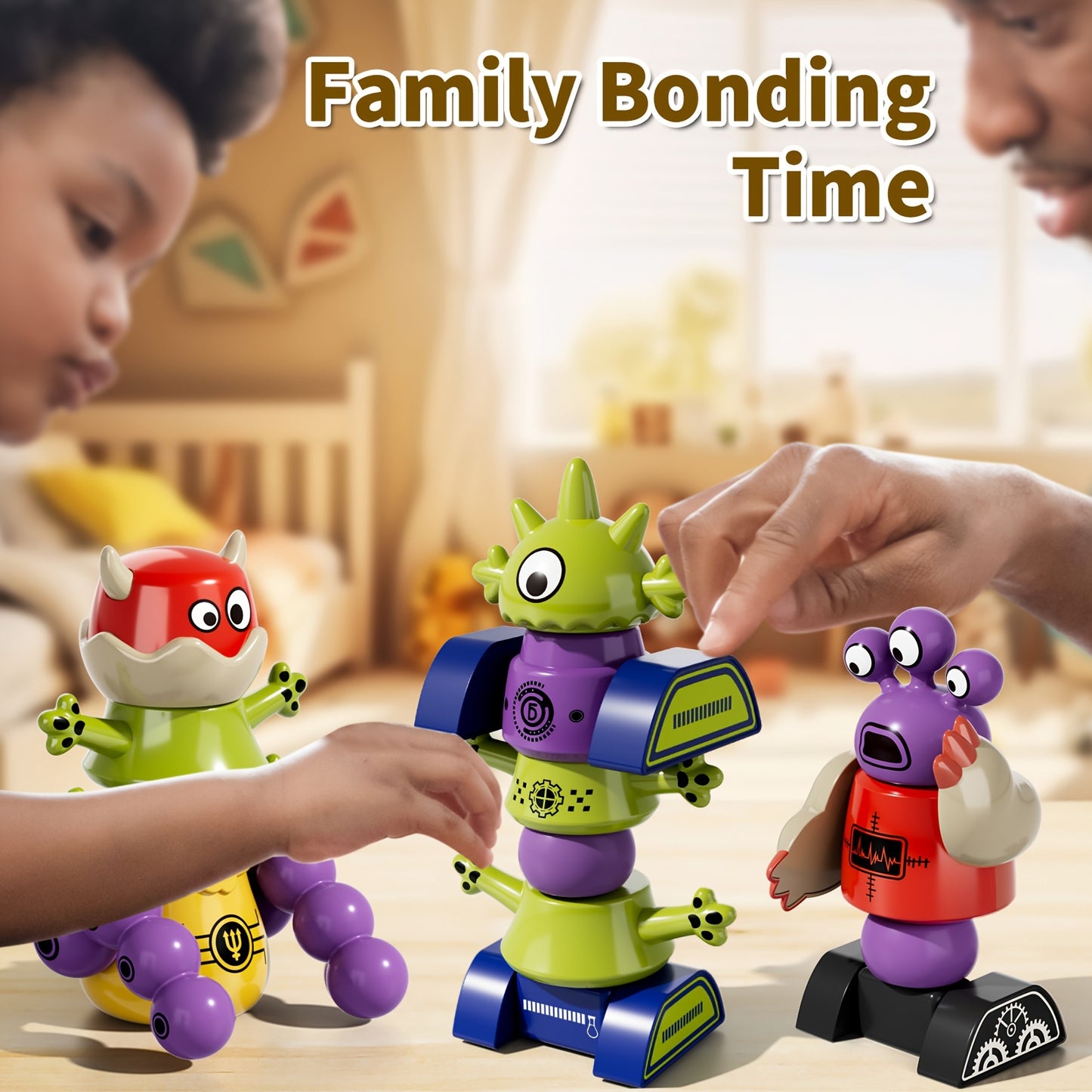 33pcs/ 35pcs Magnetic Monster Robot Construction Set with Storage Box, 35pcs for 5 Monster STEM Play Game, Fun Toy Doll for Children Aged 3 And Up, Birthday And Holiday Presents