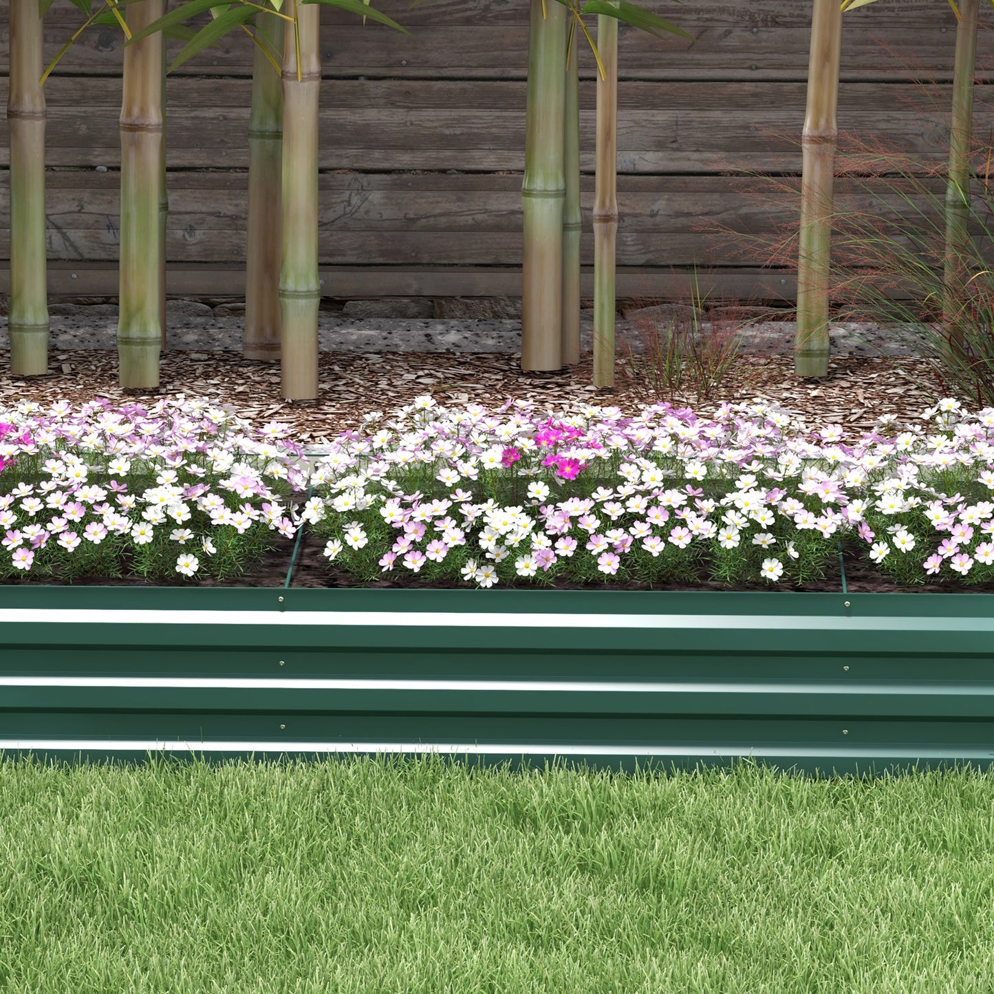 Galvanised Raised Bed for Garden, Rectangular Outdoor Elevated Planter Box with Safety Edging and Open Bottom for Growing Flowers, Herbs and Vegetables, 240 x 60cm, Grey