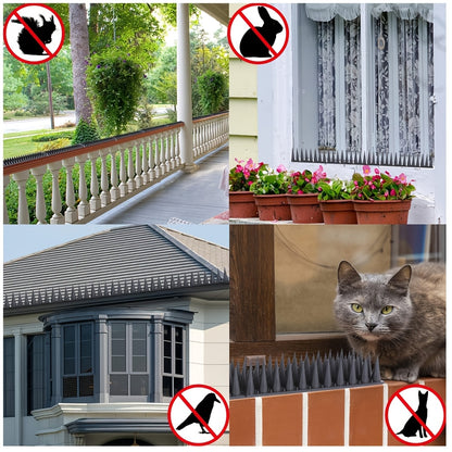 Total 10M 20M Anti Bird Spikes, 24/48pcs 43Cm Wall Fences Spikes for Bird Cat Small Animal Anti Climb Pigeons Deterrent Spikes, Outside Anti Bird Spikes Outdoor to Keep Birds Away