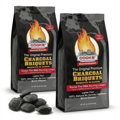 2 BAGS Log Barn Cooks Premium Charcoal Briquettes 7.2kg (2 x 3.6kg) - Long-Lasting BBQ Fuel for Consistent Heat | Ideal for Smoking, Barbecues & Outdoor Cooking