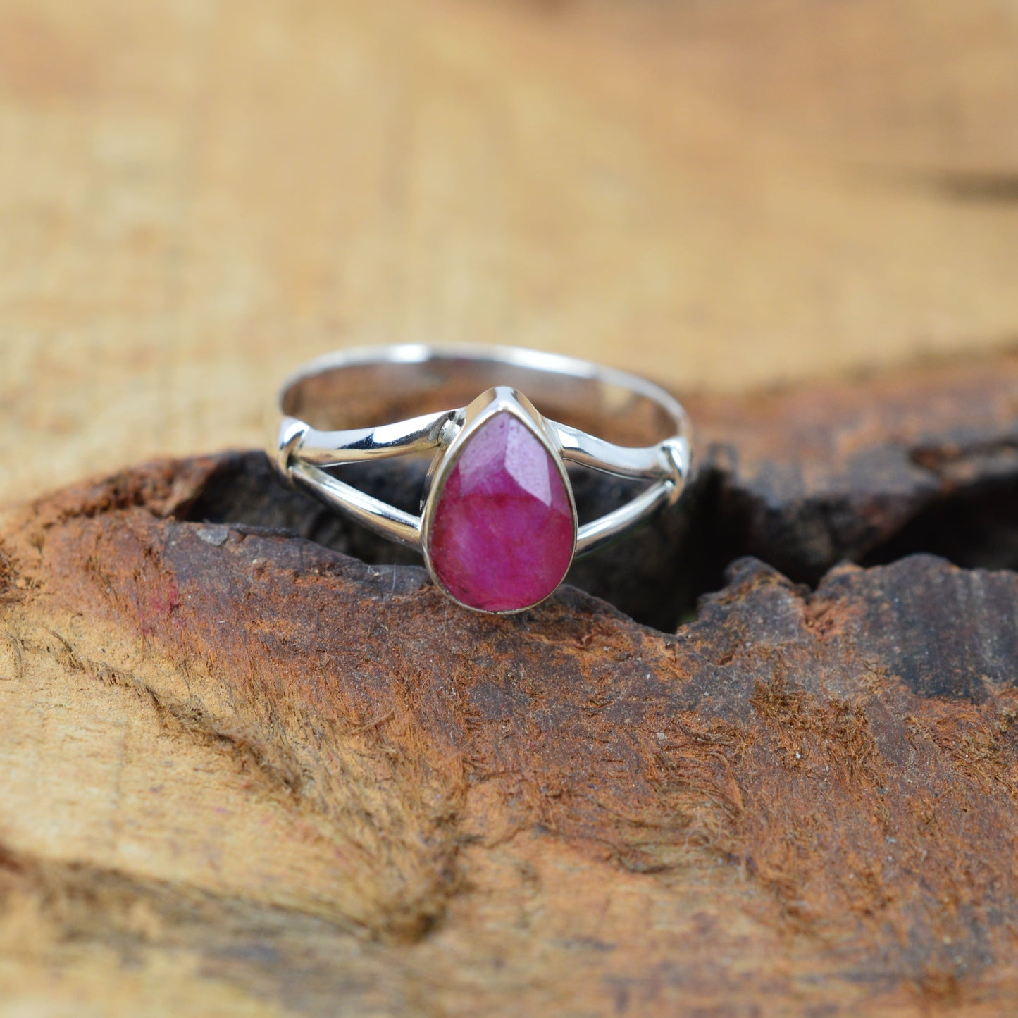 925 Sterling Silver Pear Gemstone Ring in Onyx, Larimar and More, Minimal Daily Wear Jewelry for Women