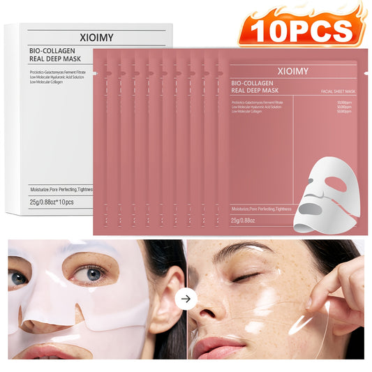 10pcs Collagen Powerful Moisturizing Face Mask Set Can Deeply Moisturize The Skin, Make The Face More Moist, Delicate, Bright, Rich in Collagen, Bid Farewell to Dry, Dull, Loose Skin, Collagen Face Mask, Facial Care