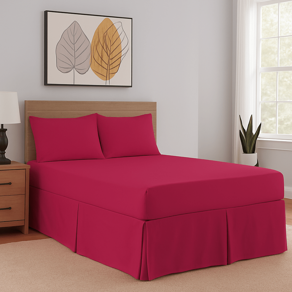 Base Valance Sheets Easy Care Plain Box Pleated Platform Bed Sheets in All Size