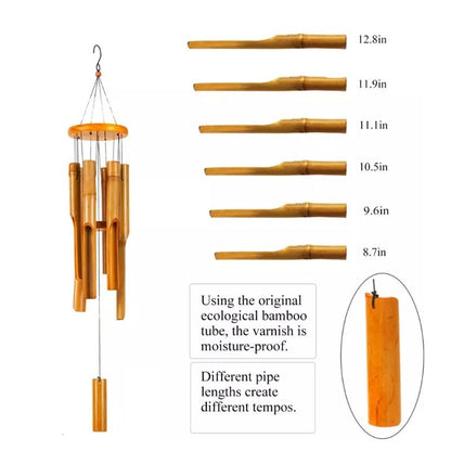 76.2cm Bamboo Wind Chime with Bamboo Tubes & Soothing Sound - Zen Garden Wind Chimes Suitable for Home,, Balcony, Studio Decor - Outdoor/ Wind Chimes for and Meditation Spaces