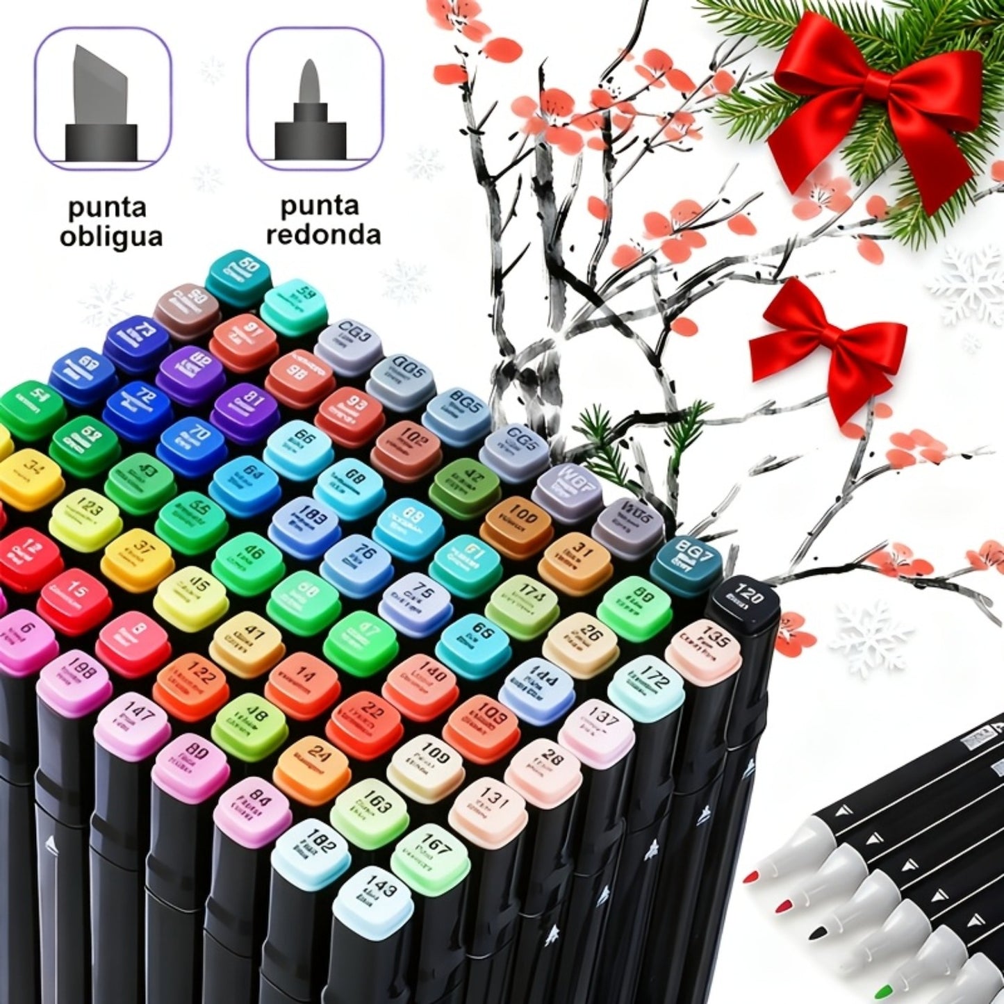 Double-Ended Art Markers Set 170 or 206 Colours with Storage Base Smooth Blending for Sketching Illustration Comics Painting Design