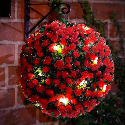 Solalite® 1Pack/4Pack Solar Topiary Balls – 28cm Round Artificial Ball Plants Outdoor with 20 Solar Led Lights, Garden Hanging Balls Sphere Decorative For Wedding, Christmas, Backyard, Balcony, Garden Decor