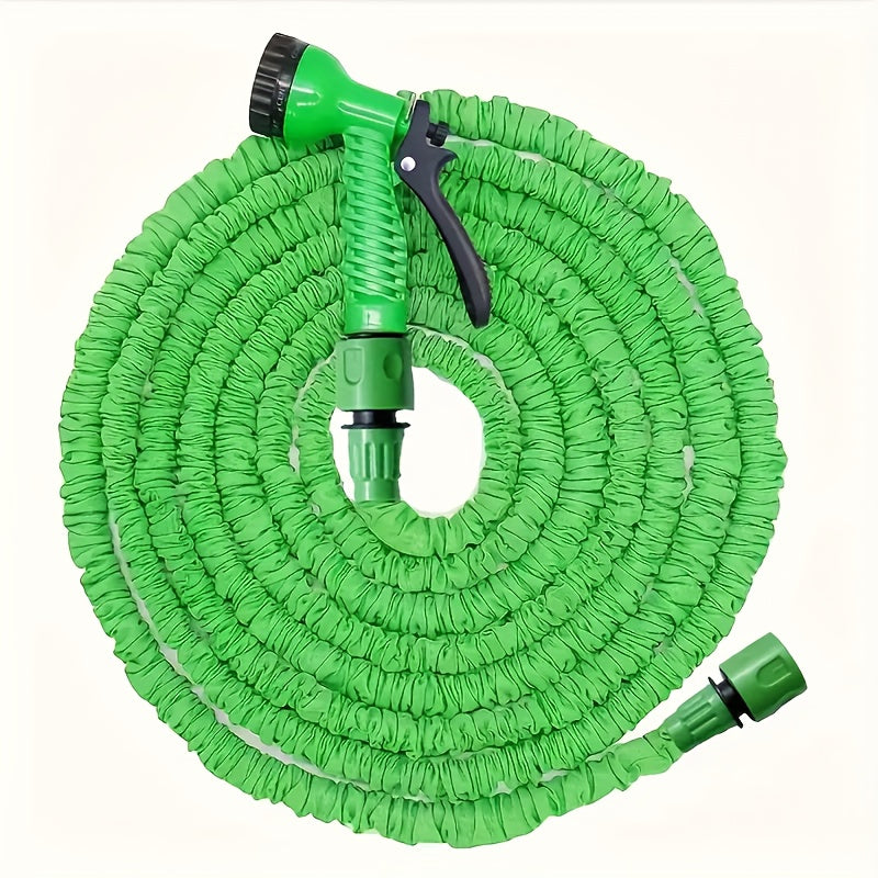 100ft Expandable Garden Hose with High-Pressure Water Gun - 3/4" Diameter, Lightweight & Durable Polyester & Polypropylene for Car Wash, Pet Bathing, Lawn Care - Green Plastic Design, US/EU Connectors, All-Season Outdoor Use, Garden Hose Expandable, Pet B