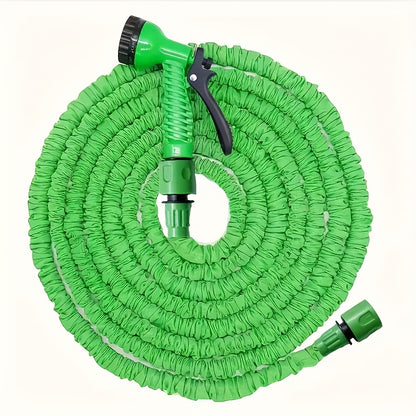 100ft Expandable Garden Hose with High-Pressure Water Gun - 3/4" Diameter, Lightweight & Durable Polyester & Polypropylene for Car Wash, Pet Bathing, Lawn Care - Green Plastic Design, US/EU Connectors, All-Season Outdoor Use, Garden Hose Expandable, Pet B