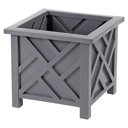 Taylor & Brown Set of 2 | Lattice Design Planter Box | 14.5-Inch | Square Decorative Outdoor Flower or Plant Pot Container | Polypropylene | Front Porch, Patio, and Garden Decor