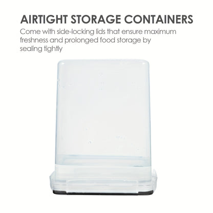 4 Pack Sealed Jars, Large Food Storage Containers, Plastic Airtight Canisters For Flour, Sugar, Baking Supplies, Pasta, Rice With Lids, 4 Measuring Cups And 24 Labels, Black