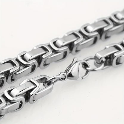 Men'S Necklace 304L Stainless Steel Necklace Cuban Chain 304L Stainless Steel Byzantine Link Chain for Men Gifting Jewelry