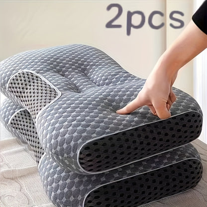 2pcs Soft Low Pillows, Soft Slim Pillow, Medium Thickness Pillow, Modern Zipper Design, Hotel-Quality Polyester Filling, White & Gray, Perfect for Home Bedroom Decor, Christmas & New Year Gift