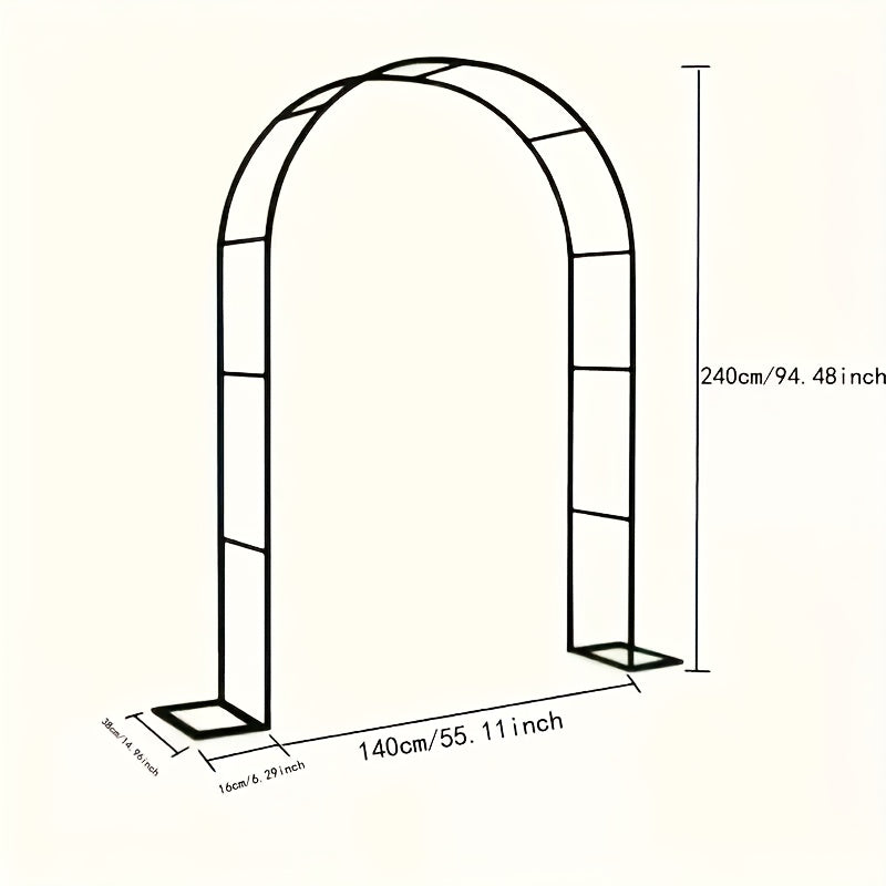 1pc Heavy Duty Steel Garden Arch Trellis with Sturdy Base & Adjustable Brackets - 240.03cm Outdoor Metal Arch for Climbing Plants, Roses, Vegetables, Balloons - Wedding, Party, Valentine's Day Decor, Outdoor Trellis for Climbing Plants, Vertical Gardening