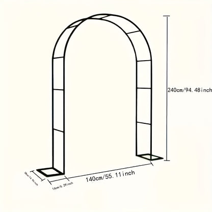 1pc Heavy Duty Steel Garden Arch Trellis with Sturdy Base & Adjustable Brackets - 240.03cm Outdoor Metal Arch for Climbing Plants, Roses, Vegetables, Balloons - Wedding, Party, Valentine's Day Decor, Outdoor Trellis for Climbing Plants, Vertical Gardening
