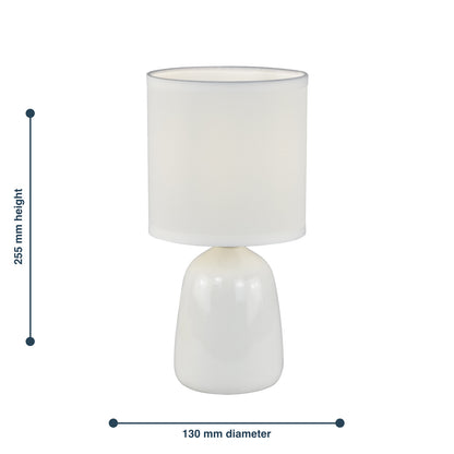Cleo - Set of 2 White Ceramic 26cm Lamps With Shades