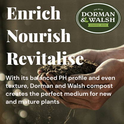 Dorman & Walsh Multi-Purpose 50L Compost Bag, Nutrient Rich Compost for Potting & Seeds, Growing Garden, Houseplants, Flower beds and Vegetables