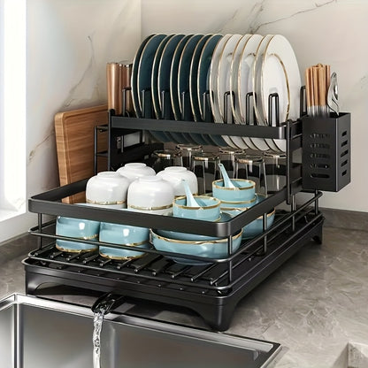 Two-Tier Multifunctional Dish Rack for Storing Bowls And Plates