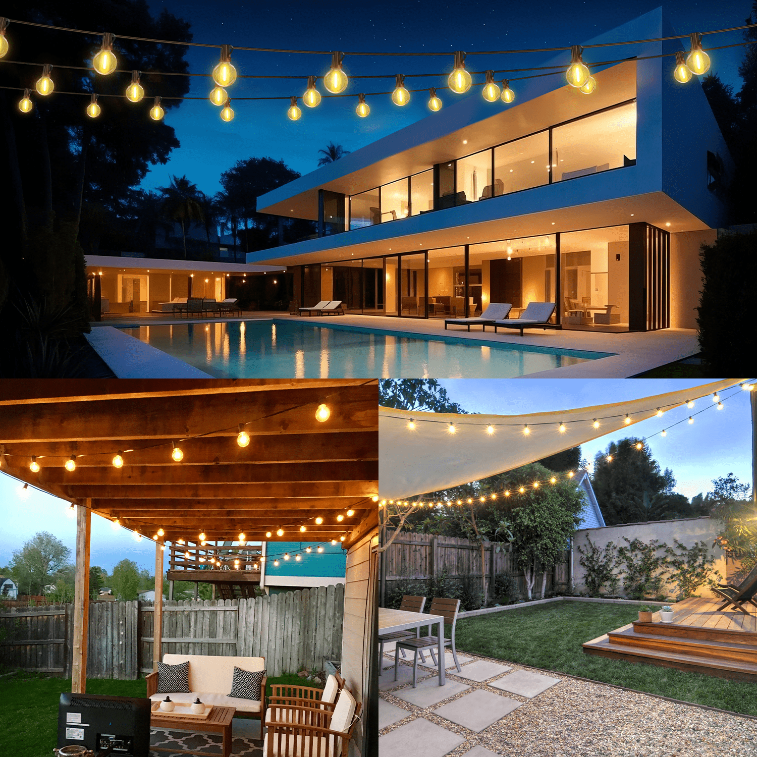 Solar G40 Garden String Lights with Remote Control