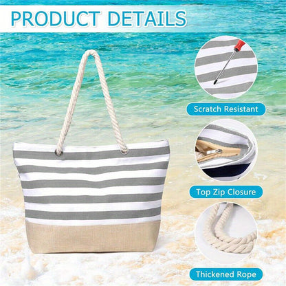 1pc Extra Large Beach Beach Bag Extra Large Summer Beach Tote Bag With Zip And Rope Handle Beach Bags