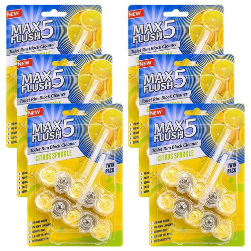 Twin Pack Toilet Rim Blocks – Foaming Cleaner with Anti-Limescale Action – Tropical Blossom Scent – Up to 4 Weeks Freshness