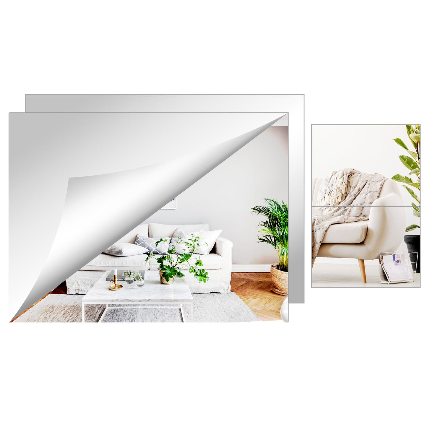 6Pcs / 12Pcs Thick Square Glass Mirror Wall Stickers Background Wall Decoration, Suitable for Bedroom, Living Room, Office, Kitchen, Bathroom, Entrance, Dance Studio, Gym, Shatterproof Removable Self-Adhesive Wall Sticker Acrylic Mirror, Wall-Mounted Make