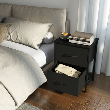 Nightstand with 2 Non-Woven Fabric Drawers, Chest of Drawers for Bedroom, Closet