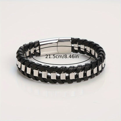 A Leather Braided Bracelet for Men, a Street Motorcycle Fashion Wristband Hand Strap