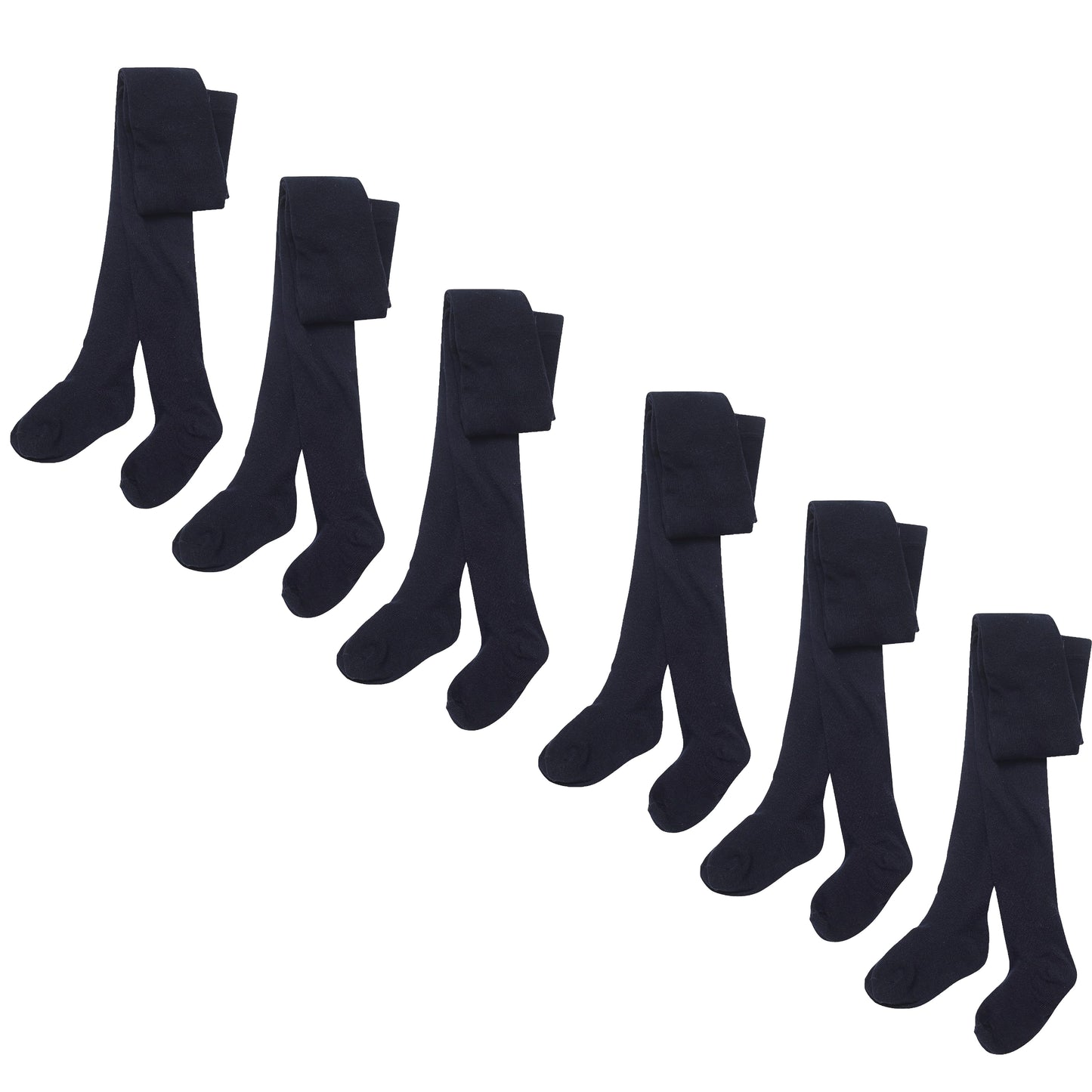 Pack Of 6 Girls Tights, School Uniform Multipack Soft Cotton Rich Winter Tights (3-12 Years)