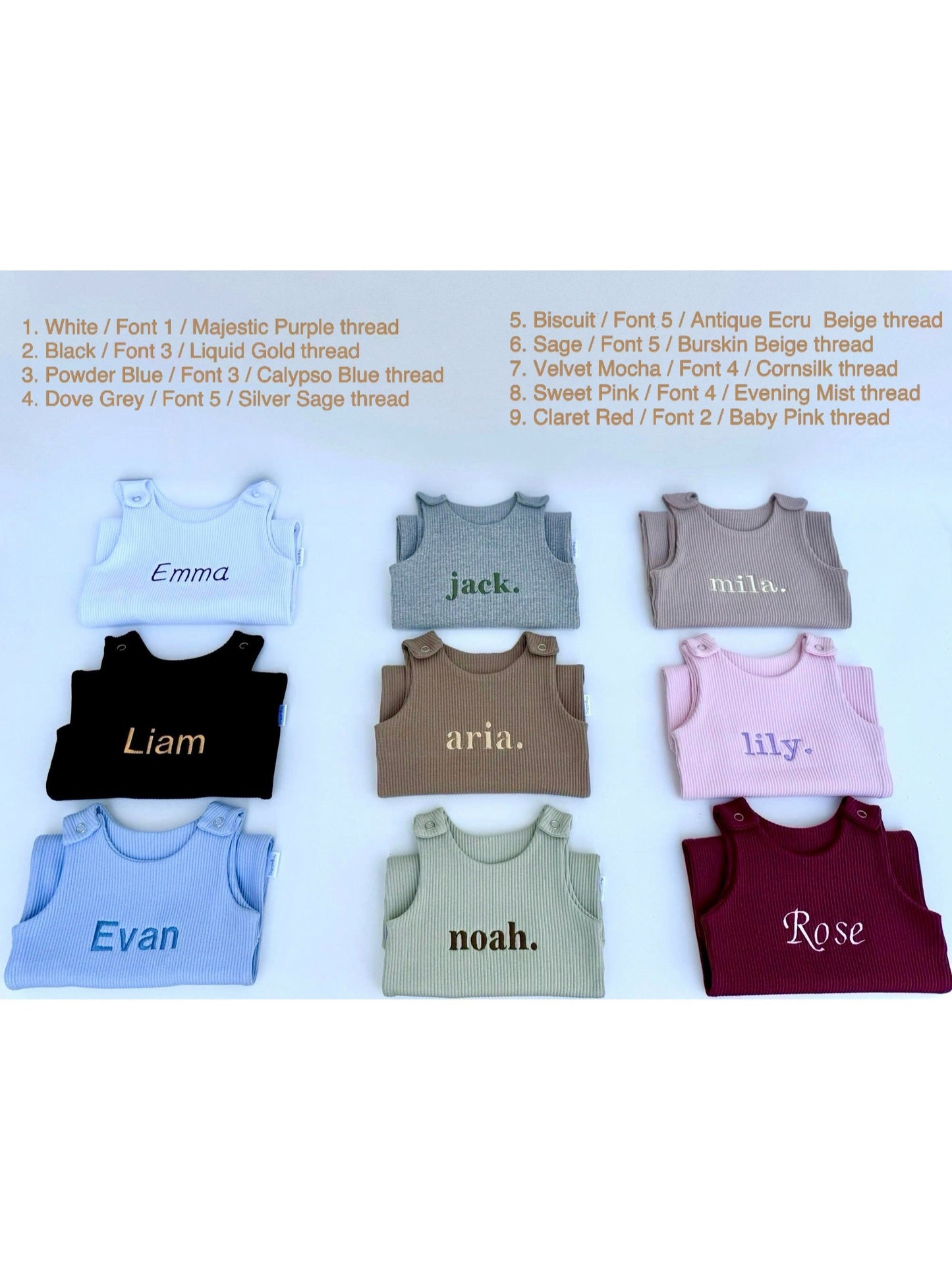 Soft Cotton Baby Dungarees, Personalised or Plain, Embroidered, 9 Colours, From Newborn to 3 Years - Ideal Baby Shower Gifts, Personalised Baby Gifts, Baby Clothes, New Baby Gifts