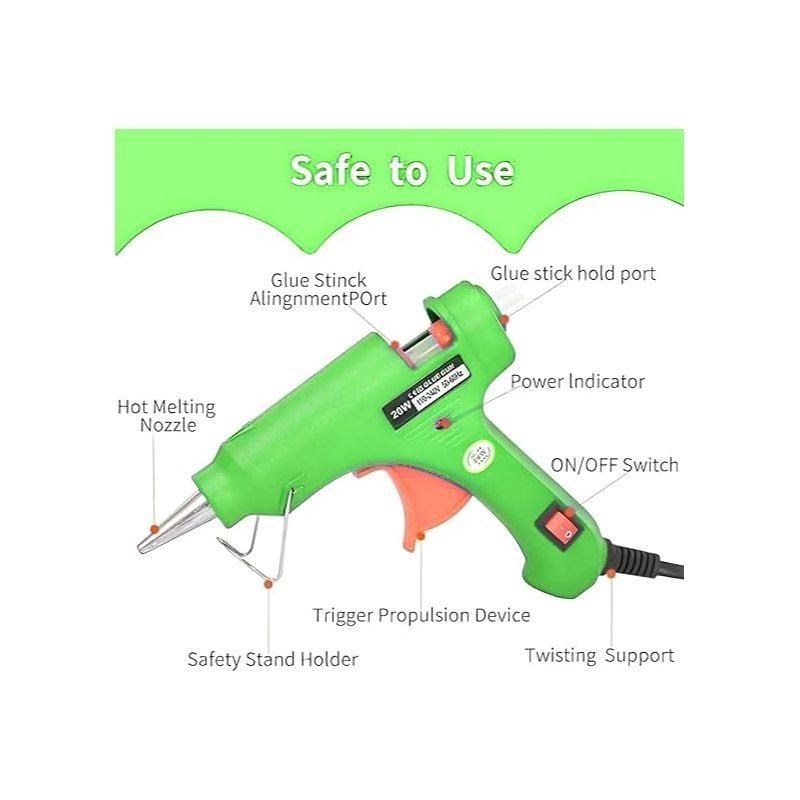 20W Trigger Hot Melt Glue Gun Electric Trigger Adhesive Hobby Craft Tool UK Plug Hot Glue Gun UK Plug Mini Heats Up Glue Gun for Crafts, Hobby, Home Repairs, Fabric, Wood, Glass, Card, ON-Off Switch for DIY Arts