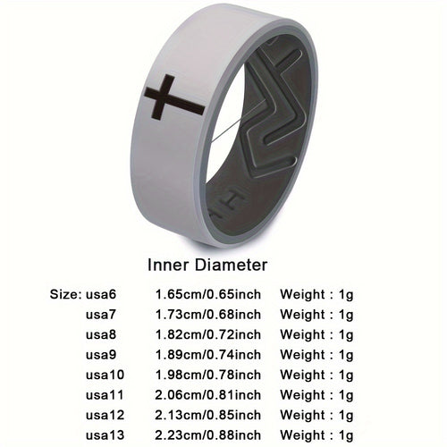 Cross Silicone Carved Ring, Fashion Easy Daily Engagement Proposal Wedding Outdoor Sports Ring Men Women Marriage Anniversary Valentine'S Day Father'S Day Mother'S Day Party Halloween Gift Jewelry Ring Cross Breathable Comfortable Ring 8Mm Bla