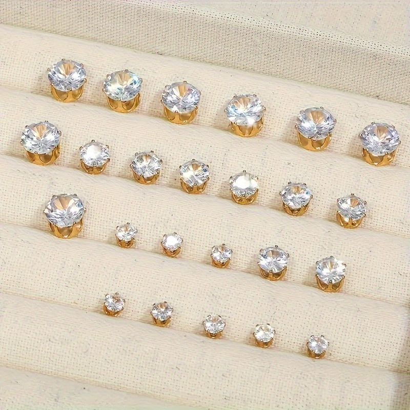 [For Vacation, Dates] 108pcs Set of Simple, Rhinestone, and Metal Geometric Design Stud Earrings, Women's Hoop Earrings, for Vacation, Dates, and Daily Wear. No Box Included