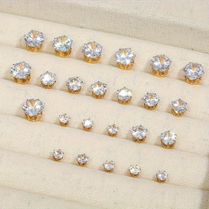 [For Vacation, Dates] 108pcs Set of Simple, Rhinestone, and Metal Geometric Design Stud Earrings, Women's Hoop Earrings, for Vacation, Dates, and Daily Wear. No Box Included