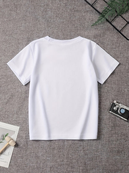 Summer T-Shirt Featuring a 'Stylish Little Girl' Print, a Trendy Black, White, And Pink Breathable Short-Sleeve Top with a Round Neck